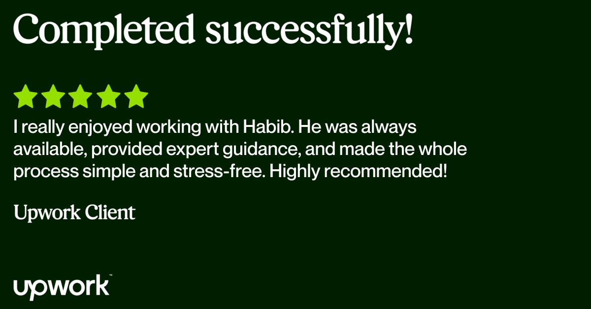 Upwork client review — Auth project